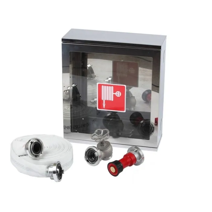 Cutie hidrant interior minibox inox cu usa din sticla 500x500x140 echipata avizata CE