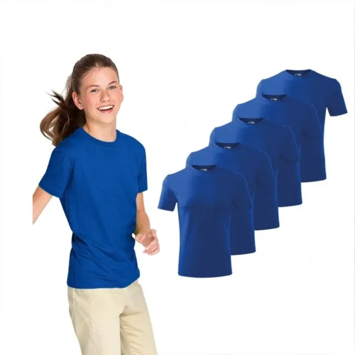 Set 5 Tricouri pentru copii albastru regal din bumbac 100%, calitate P72
