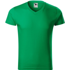 Tricou barbati Slim Fit V-Neck 146 Malfini-Verde mediu-16-L