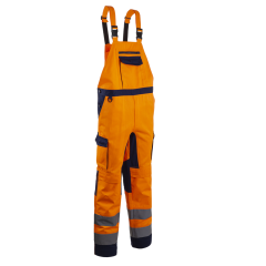 Pantaloni de lucru cu pieptar reflectorizanti HIBANA 5HBB Coverguard-Portocaliu Fluorescent-S