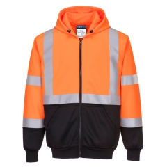 Hanorc reflectorizant Hi-Vis bicolor cu fermoar B315 Portwest-Portocaliu/Negru-S