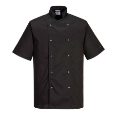 Jacheta bucatar Cumbria Chefs Jacket S/S C733 Portwest-Negru-XS