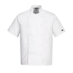 Jacheta bucatar Cumbria Chefs Jacket S/S C733 Portwest-Alb-XS