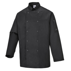 Jacheta bucatar Suffolk Chefs L/S C833 Portwest-Negru-S