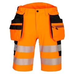 Pantaloni de lucru scurti elastici reflectorizanti Hi-Vis DX446 Portwest-Portocaliu/Negru-40 - S - 32 inch