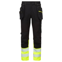 Pantaloni de lucru clasici slim fit cu benzi reflectorizante Hi-Vis DX457 Portwest-Galben/negru-36 - XS - 28 inch
