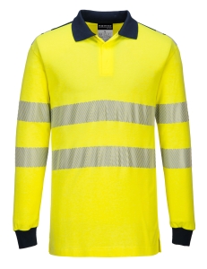 Tricou polo reflectorizant rezistent la flacara FR702 Portwest-Galben/Navy-M