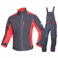 Costum salopeta cu pieptar Neon gri/rosu H6403/H6405 Ardon