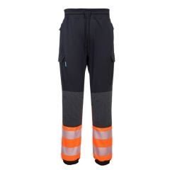 Pantaloni de lucru slim fit cu benzi reflectorizante Hi-Vis Flexi KX341 Portwest-Negru/Portocaliu-S