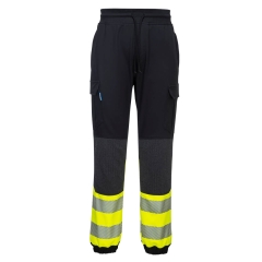 Pantaloni de lucru slim fit cu benzi reflectorizante Hi-Vis Flexi KX341 Portwest-Negru/Galben-S