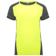 Tricou Zolder damă | Model versatil - GALBEN FLUOR/NEGRU MELANJ