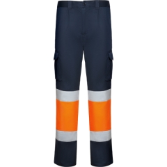 Pantaloni stretch înaltă vizibilitate bărbați - BLEUMARIN/PORTOCALIU FLUOR