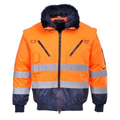 Jacheta de protectie 3 in 1 HiVis Pilot PJ50 Portwest, prevazuta cu banda reflectorizanta pentru cresterea vizibilitatii echipament de protectie a muncii reflectorizant ava sting Piatra Neamt