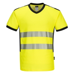 Tricou reflectorizant cu protectie UV Hi-Vis PW310 Portwest-Galben/negru-S