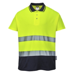 Tricou polo reflectorizant cu protectie UV S174 Portwest-Galben/Navy-L