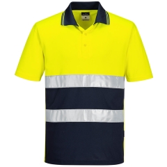 Tricou polo reflectorizant Hi-Vis cu protectie UV S175 Portwest-Galben/Navy-XL