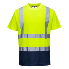 Tricou reflectorizant cu protectie UV S378 Portwest-Galben/Navy-S