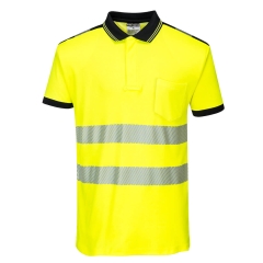 Tricou polo reflectorizant Hi-Vis Vision T180 Portwest-XS-Galben / Negru