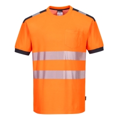 Tricou polo reflectorizant Hi-Vis T181 Portwest-Portocaliu/Gri-3XL