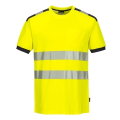 Tricou polo reflectorizant Hi-Vis T181 Portwest-Galben/Gri-S
