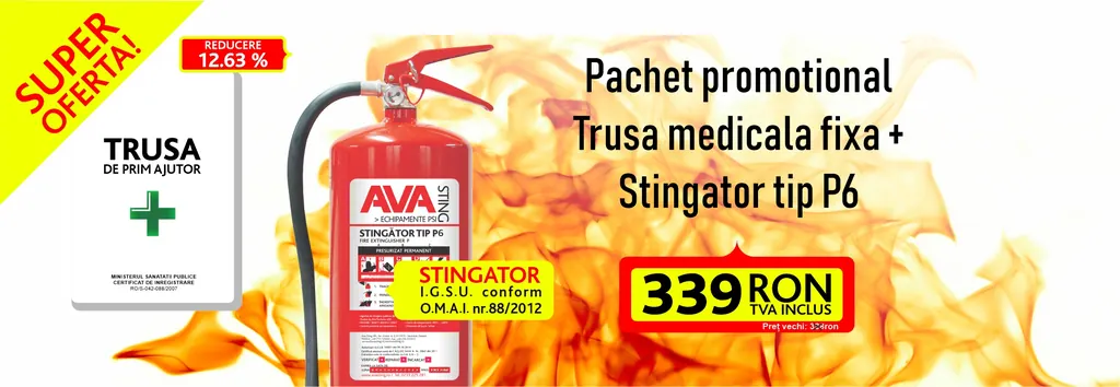 Trusa medicala fixa cu Stingator P6